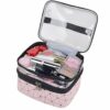 MKPCW Makeup Bags Double Layer Travel Cosmetic Cases Make up Organizer Toiletry Bags Pink
