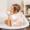 Electric Body Brush with 5 Attachments SoulBay Rechargeable IPX7 Waterproof Shower Spin Scrubber Back Bath Exfoliating Brush Set with Long Handle