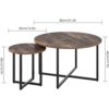 WALNUT Round Coffee Table Woodenmetal for Living Room 2 in 1 Combination Cafe Table Easy Assembly Center Table Color  Picture color Size  One siz