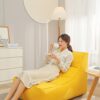RIYIFER Bean Bag Chair with Supportive HighBack Design Lazy Sofa Chair Cover Without Filling Washable Cotton and Linen Bean Bag Cover for Schools