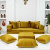 Gold Velvet Fabric Floor Seating Sectional Sofa Velvet Floor Sofa Meditation Sofa Arabic Floor Sofa Set Floor Couches Sofa Full Set 4 Thickness S