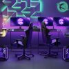 CubiCubi Diamon L Shaped Gaming Desk 53 inch Gamer Workstation, Home Computer Carbon Fiber Surface Corner Gaming Desk PC Table with Cable Tray