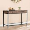 Console Table Long Hallway Sofa Tables Console Table Vintage Slim Hallway Console Table Industrial Narrow Wood Worktop Glass Shelf for Entryway L