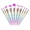 CDC DIGI 10 Pcs Makeup Brushes Set Unicorn Rainbow Handle Synthetic Hair Professional Makeup Brushes Kit with Eyeliner Foundation Blusher Powder