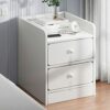 NYKCPJMW White Bedside Cabinet Nightstand Bedside Table with 2 Drawers  Cupboard Wood Side End Table Storage Unit for Living Room Bedroom Dorm Ro