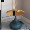 HZF Round Coffee Table Light Luxury Corner Table Living Room Sofa Side Table Small Marble Round Table Iron Simple Round TableColorBlack C