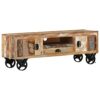 TV Stand with Storage Rustic TV StandIndustrial Home Entertainment Centerfor Bedroom Living RoomTV Cabinet with Wheels 43.3x11.8x14.6 Rough Mango