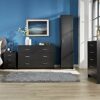 Home Source Chest of Drawers Black Bedroom Furniture 5 Drawer Silver Handles Metal Runners