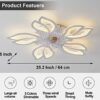 Becailyer 25in Modern Ceiling Fan with Lights, 50W Remote Control Dimming 5-Leaves Shape Led Flush Mount Ceiling Fan Lamp 6 Gear Wind Speed Quiet