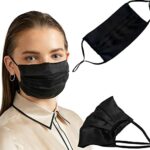 Sensitive skin 100 Mulberry Silk face Mask with Adjustable loops Washable Hypoallergenic BreathableBLACK