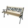 HYGRAD 3 Seater Wooden Slat Garden Bench Seat Rose Style Cast Iron Legs Vintage Garden Bench Park Bench Weatherproof Rose Garden Furniture Solid