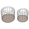LXXSH 2pcs Living Room Storage Side Table Set Coffee Table with Metal Basket and Wood Tabletop Color  Picture color Size  One size