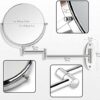 Miusco Wall Mounted Makeup Mirror, Premium 7X Magnifying 8'' Two-Sided Bathroom Vanity Mirror, Extendable Arm, Round, Chrome