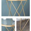 WALNUTA Small Coffee TableIndustrial Side Table End Telephone Table with Mesh Shelves for Office Hallway or Living Room Wood Look Accent Furnitur