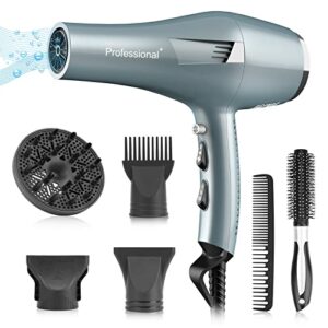 Faszin Ionic Hairdryer Professional Hair Dryer 2500W AC Motor Fast Drying Salon Blow Dryer with 2 Speed 3 Heat Setting with Diffuser Nozzle Conce