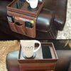 GLOCHYRA Armchair Caddy Remote holder for Recliners Armrest Organizer PU Leather - 5 Pockets Chair Caddy for phone, magazine with Detachable Arm