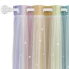 NICETOWN Blackout Curtains for Living Room  Large Window Covering with CutOut Stars Mix Net Curtains for Light Filter  Privacy Protected 2 Panels