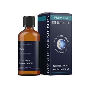 Mystic Moments  Rue Essential Oil 100ml  Pure  Natural Oil for Diffusers Aromatherapy  Massage Blends Vegan GMO Free