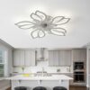 Becailyer 25in Modern Ceiling Fan with Lights, 50W Remote Control Dimming 5-Leaves Shape Led Flush Mount Ceiling Fan Lamp 6 Gear Wind Speed Quiet