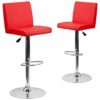 Flash Furniture Avery 2 Pack Contemporary White Vinyl Adjustable Height Barstool with Panel Back and Chrome Base