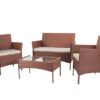 Xhomrattan Rattan Garden Furniture Sets 4 Piece Outdoor Garden Patio Furniture with Thick Cushion 2 Seaters Wicker Rattan Sofa Chairs Coffee Tabl