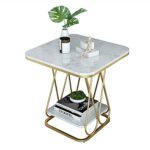 Round Coffee Table Coffee Table White Marble Print Coffee Table with Gold Metal Legs 2 Tier Living Room Side Table for Small Spaces