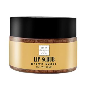 HerbOrganic Brown Sugar Lip Scrub  30 g  Dead Sea Salt Jojoba Oil and Sweet Almond Oil Smooth and Organic Skin Care Lip Balm