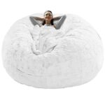 Cookit Bean Bag Chair Cover(Cover Only,No Filler) Chair Cushion, Big Round Soft Fluffy PV Velvet Washable Lazy Sofa Bed Cover, Living Room bedroo