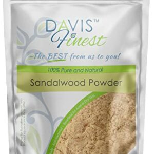 Davis Finest Sandalwood Pure Natural Chandan Powder for Face Skin Lightening Dark Spots Brightening Even Skin Tone Moisturizing Face Mask Facial