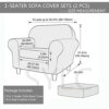 SYLC 2 Pieces Armchair Sofa Cover, Sofa Slipcover 1 Seater with 1 Separate Seat Cushion Cover, Furniture Protector Collection Split Set Stretch V