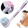 Electric Body Brush with 5 Attachments SoulBay Rechargeable IPX7 Waterproof Shower Spin Scrubber Back Bath Exfoliating Brush Set with Long Handle