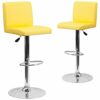 Flash Furniture Avery 2 Pack Contemporary White Vinyl Adjustable Height Barstool with Panel Back and Chrome Base