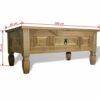 SHENGFENG Coffee Table Brown with a Drawer Side Table or Living Room Table Solid Pine Wood 100 x 60 x 45 cm