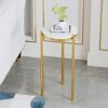 Plant Display Stand Compact Round Side Table 60cm Tall Telephone Table White Marble Console Table for Hallway Balcony Living RoomSize30  30  60cm