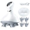 Electric Scalp Massager Head Massager with 4 Removable Fingers Attachments Waterproof Portable Neck Massager for Head Scalp Cleansing Relaxing