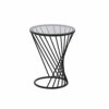 Modern Small Table Round Metal Dining Table Side Table Creative Small Coffee Table Round Tempered Glass Countertop Spiral Design Living room and
