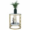 Round Coffee TableEnd Table Side Table Double Layer Marble Wrought Iron Coffee Table Corner Tablefor Living Room Bedroom Balcony Size  50cm19.7in