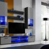 Extreme Furniture Vida TV Set Carcass in Black MattFront in Grey High Gloss without LEDs