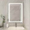 furduzz IL-02-70 Bathroom LED Mirror, 700x500mm Illuminated Backlit Bathroom Mirror with LED Light,Wall Mounted Vanity Mirror with 3 Color Light