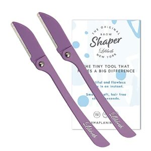 Lilibeth of New York Original Brow Shaper. Foldable Eyebrow Razor Shaper and Facial Hair Remover Peach Fuzz Trimmer Dermaplaning Tool for Women.