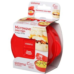 Sistema Microwave Egg Cooker Easy Eggs | Egg Poacher with Steam Release Vent | 270 ml | BPA-Free | Red