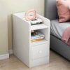NYKCPJMW White Bedside Cabinet Nightstand Bedside Table with 2 Drawers  Cupboard Wood Side End Table Storage Unit for Living Room Bedroom Dorm Ro