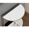 YAYADUStorage Basket Small Side Table Semicircle Metal End Table Coffee Table Bedside Table For Small Spaces Living Room Balcony Bedroom Color  G