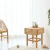 Aitao Nightstands Set of 2 with Rattan Drawer Modern Night Stand for Bedrooms Wooden Bedside Table Side Table for Small Place Living Room and Bed