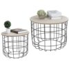 LXXSH 2pcs Living Room Storage Side Table Set Coffee Table with Metal Basket and Wood Tabletop Color  Picture color Size  One size