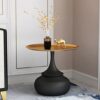 HZF Round Coffee Table Light Luxury Corner Table Living Room Sofa Side Table Small Marble Round Table Iron Simple Round TableColorBlack C