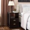 Tok Mark Traders 1 Door Natural Drawer Bedside Table Wooden Nightstand Cabinet Drawer Side Table End Table Storage Unit for Living Room Bedroom F