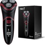 MAXT Mens Electric Shaver Rotary Razors for Men Cordless Rechargeable Wet and Dry Popup Trimmer IPX7 Waterproof with LCD Display Travel Lock  Fat