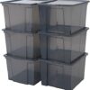 Iris Ohyama, Set of 6, Storage boxes, 10 L, with lid, stackable, garage, bedroom, living room - Useful Storage Box USB-SP - Transparent