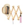 YUEMING 2Pcs Expandable Wood Wall Rack Folding Hanger 10 Pegs Wooden Hook Wall Mounted Expanding Storage Rack, Wall-Mounted Coat Rack Retractable